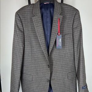 Tommy Hilfiger Charcoal and Blue Checkered Blazer